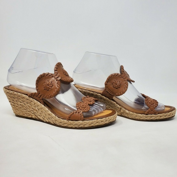 Jack Rogers Women Wedge Heel Slip On Leather Brown